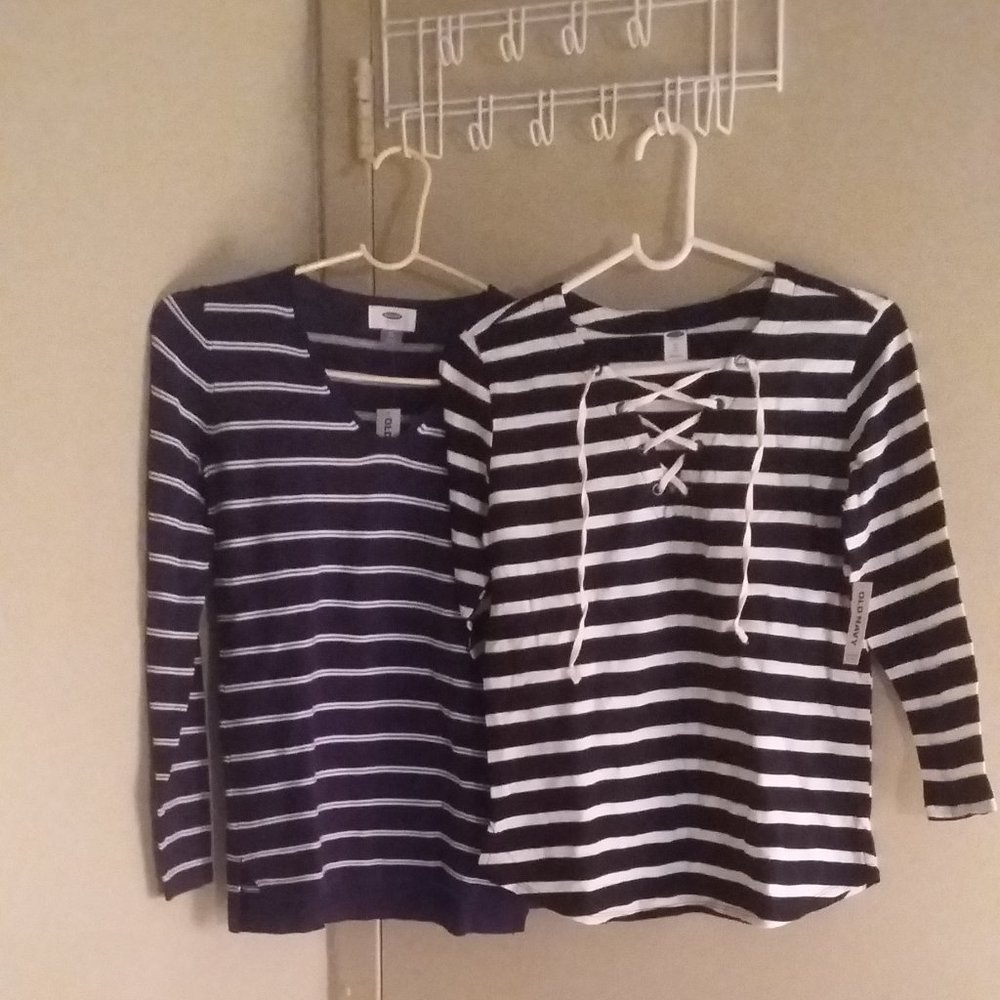 2 NWT Old Navy Striped Cotton Tops SZ XS
